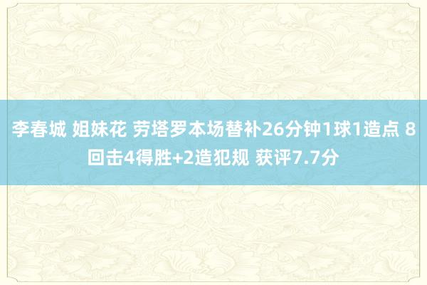 李春城 姐妹花 劳塔罗本场替补26分钟1球1造点 8回击4得胜+2造犯规 获评7.7分