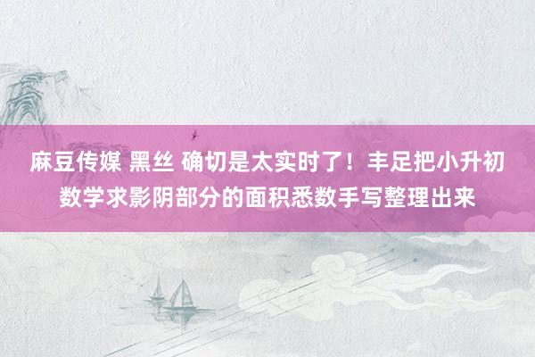 麻豆传媒 黑丝 确切是太实时了!丰足把小升初数学求影阴部分的面积悉数手写整理出来