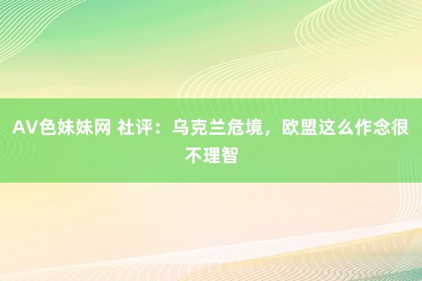 AV色妹妹网 社评:乌克兰危境,欧盟这么作念很不理智