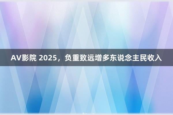 AV影院 2025，负重致远增多东说念主民收入