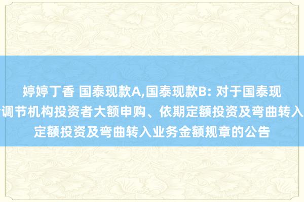 婷婷丁香 国泰现款A,国泰现款B: 对于国泰现款贬责货币市集基金调节机构投资者大额申购、依期定额投资及弯曲转入业务金额规章的公告