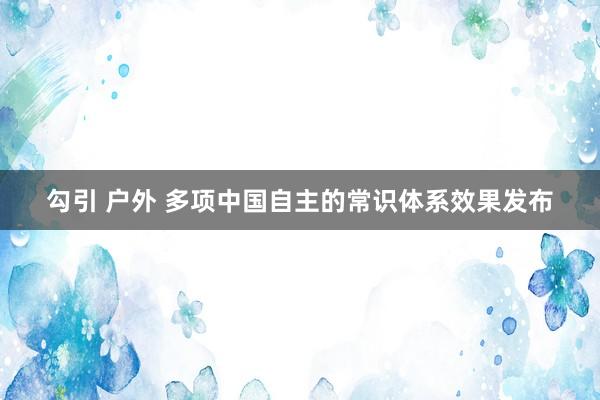 勾引 户外 多项中国自主的常识体系效果发布