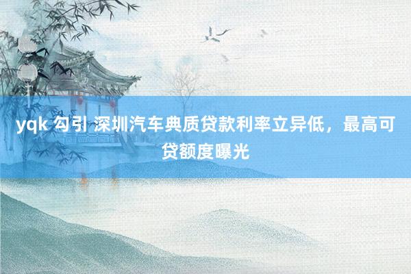 yqk 勾引 深圳汽车典质贷款利率立异低，最高可贷额度曝光