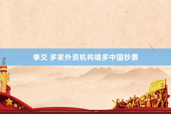 拳交 多家外资机构唱多中国钞票