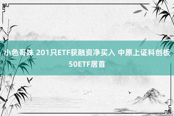 小色哥妹 201只ETF获融资净买入 中原上证科创板50ETF居首