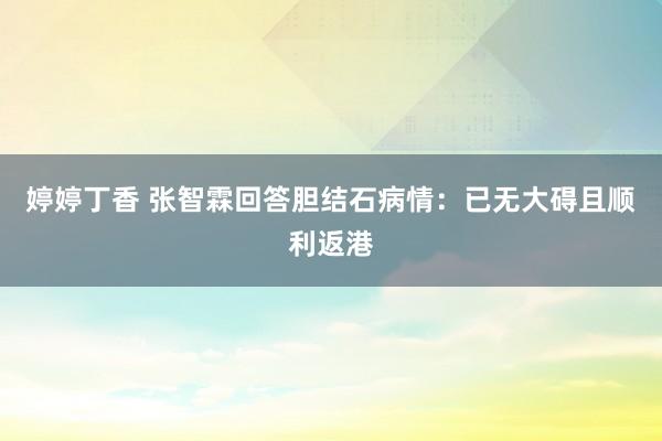 婷婷丁香 张智霖回答胆结石病情：已无大碍且顺利返港