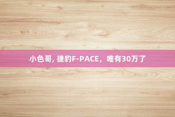 小色哥， 捷豹F-PACE，唯有30万了