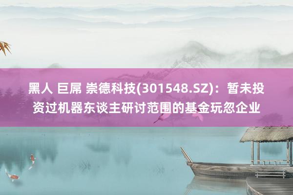 黑人 巨屌 崇德科技(301548.SZ)：暂未投资过机器东谈主研讨范围的基金玩忽企业