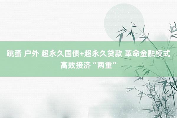 跳蛋 户外 超永久国债+超永久贷款 革命金融模式高效接济“两重”