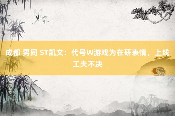 成都 男同 ST凯文：代号W游戏为在研表情，上线工夫不决