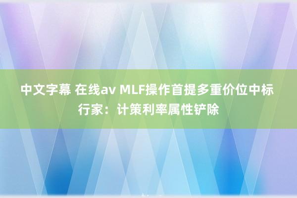 中文字幕 在线av MLF操作首提多重价位中标 行家：计策利率属性铲除