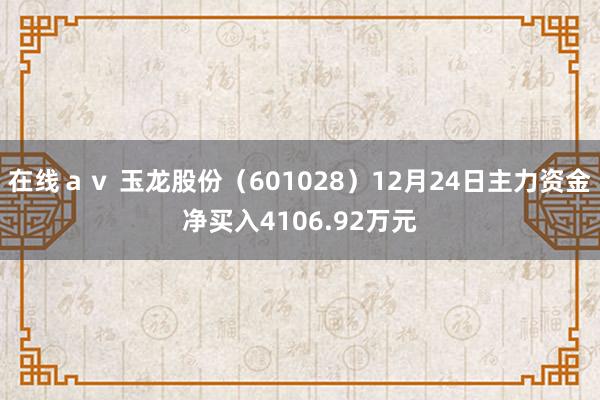 在线ａｖ 玉龙股份（601028）12月24日主力资金净买入4106.92万元