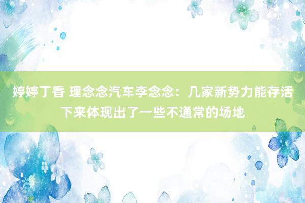 婷婷丁香 理念念汽车李念念：几家新势力能存活下来体现出了一些不通常的场地
