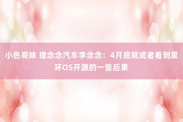 小色哥妹 理念念汽车李念念：4月底就或者看到星环OS开源的一皆后果