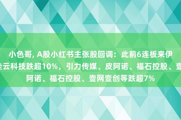 小色哥， A股小红书主张股回调：此前6连板来伊份一字板跌停，佳云科技跌超10%，引力传媒、皮阿诺、福石控股、壹网壹创等跌超7%