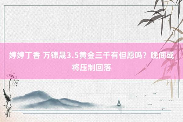 婷婷丁香 万锦晟3.5黄金三千有但愿吗？晚间或将压制回落