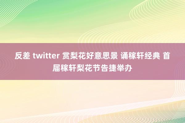 反差 twitter 赏梨花好意思景 诵稼轩经典 首届稼轩梨花节告捷举办