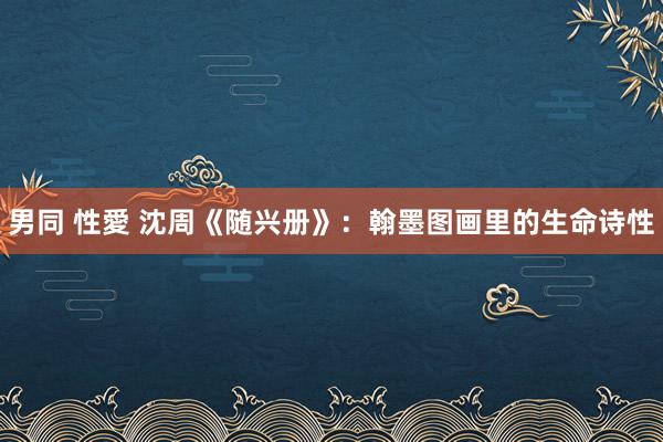 男同 性愛 沈周《随兴册》：翰墨图画里的生命诗性