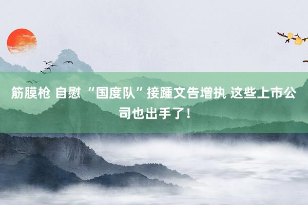 筋膜枪 自慰 “国度队”接踵文告增执 这些上市公司也出手了！