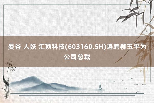 曼谷 人妖 汇顶科技(603160.SH)遴聘柳玉平为公司总裁