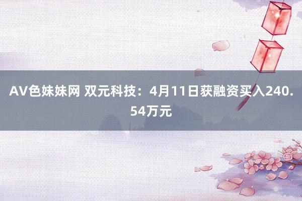 AV色妹妹网 双元科技：4月11日获融资买入240.54万元