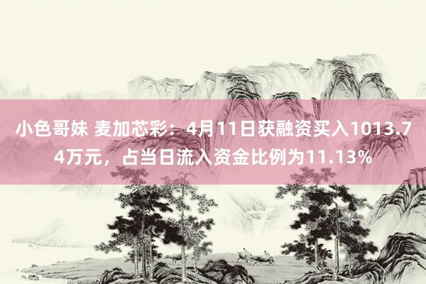 小色哥妹 麦加芯彩：4月11日获融资买入1013.74万元，占当日流入资金比例为11.13%