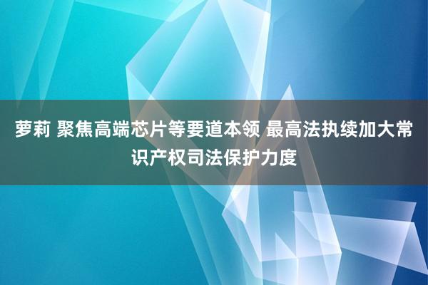 萝莉 聚焦高端芯片等要道本领 最高法执续加大常识产权司法保护力度