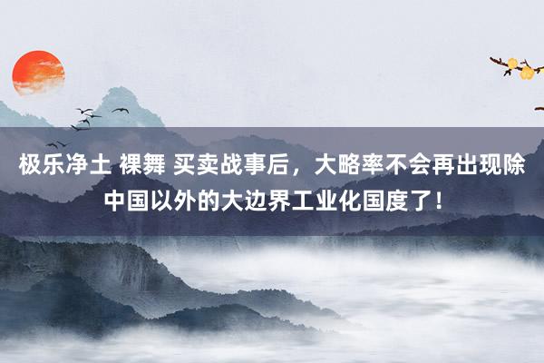 极乐净土 裸舞 买卖战事后，大略率不会再出现除中国以外的大边界工业化国度了！