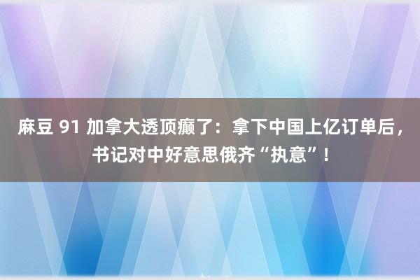 麻豆 91 加拿大透顶癫了：拿下中国上亿订单后，书记对中好意思俄齐“执意”！